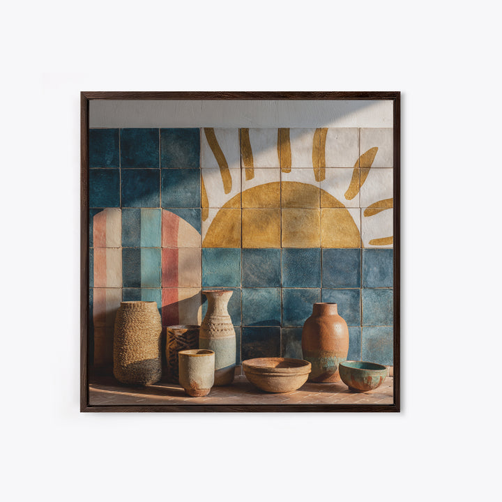 Gold Geometric Sunburst Framed Canvas Print, Moroccan Art, Moroccan Decor, Living Room Decor, Fine Art, Marrakesh, MOR-1x1-72