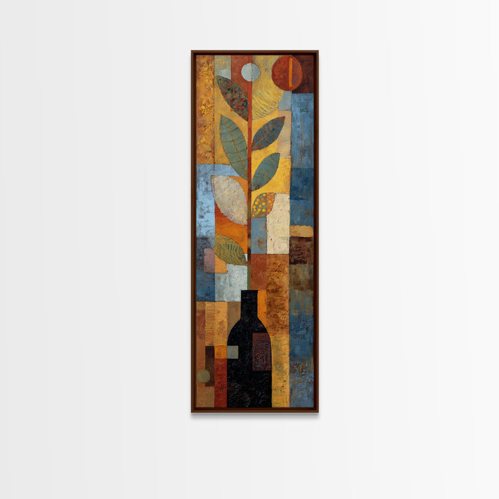 Indigo and Saffron Textile Abstraction Framed Canvas Print, Moroccan Art, African Art, Living Room Decor, Abstract Art, MOR-1x3-3