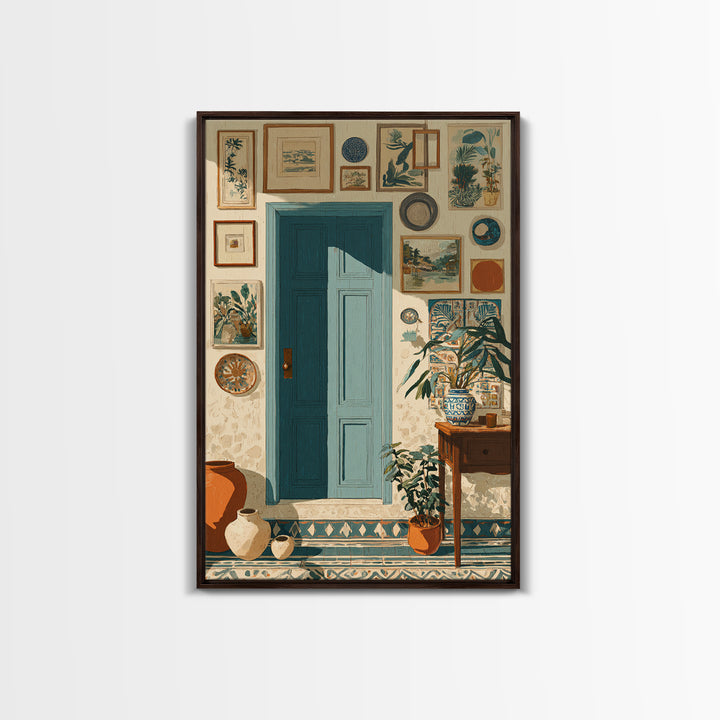 Patterned Door Hardware and Carved Wood Detail Canvas Print, Moroccan Art, Living Room Rug, Living Room Decor, Marrakesh, MOR-2x3-51