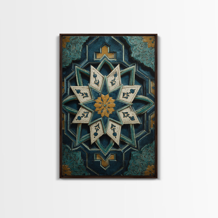 Geometric Star Motif Canvas Print, Moroccan Art, Map Wall Art, Living Room Decor, Fine Art, Marrakesh, Luxury Decor, MOR-2x3-61