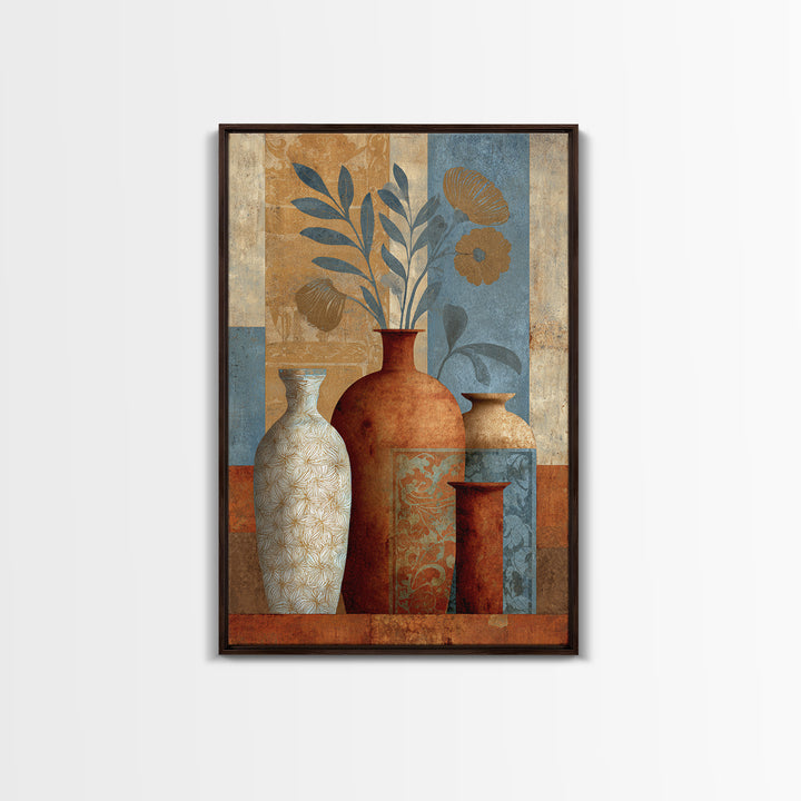 Henna Floral Ornament Pattern Framed Canvas Print, Moroccan Art, Neutral Wall Art, Living Room Decor, Fine Art, Marrakesh, MOR-2x3-88