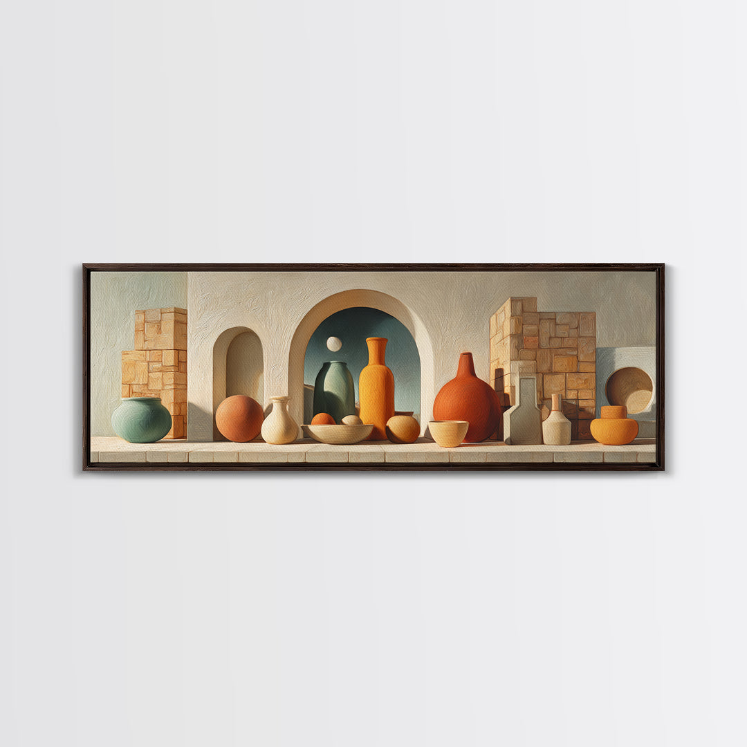 Moroccan Arch Framing a Moonlit Sky Framed Canvas Print, Moroccan Art, Wall Art, Living Room Decor, Fine Art, Marrakesh, MOR-3x1-56