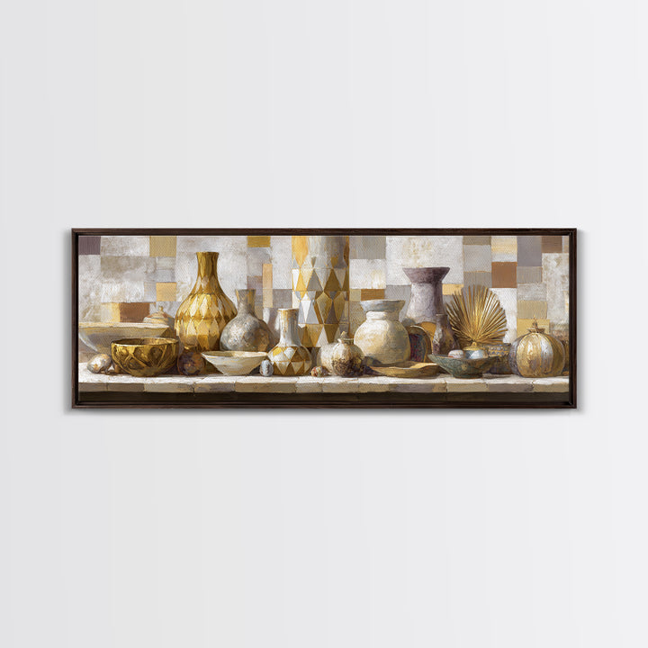 Gold Geometric Sunburst Framed Canvas Print, Moroccan Art, Textured Painting, Living Room Decor, Fine Art, Marrakesh, MOR-3x1-64