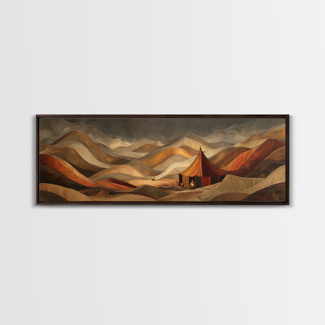 Sahara Dune Waves Framed Canvas Print, Moroccan Art, Printable, Living Room Decor, Oil Painting, Marrakesh, African Art, MOR-3x1-84