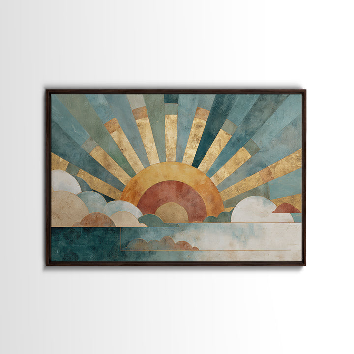 Gold Geometric Sunburst Canvas Print, Moroccan Art, Art Print, Living Room Decor, Fine Art, Marrakesh 576, Set of Prints, MOR-3x2-76