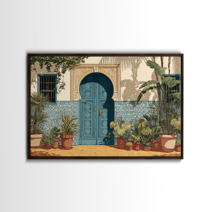 Patterned Door Hardware and Carved Wood Detail Canvas Print, Moroccan Art, Gallery Wall Set, Living Room Decor, Marrakesh, MOR-3x2-95