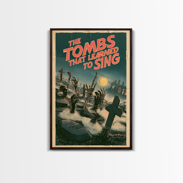 The Tombs That Learned To Sing, English Language Horror Movie Poster, Giallo Horror Art, Gothic Cinema Wall Art, Canvas Print