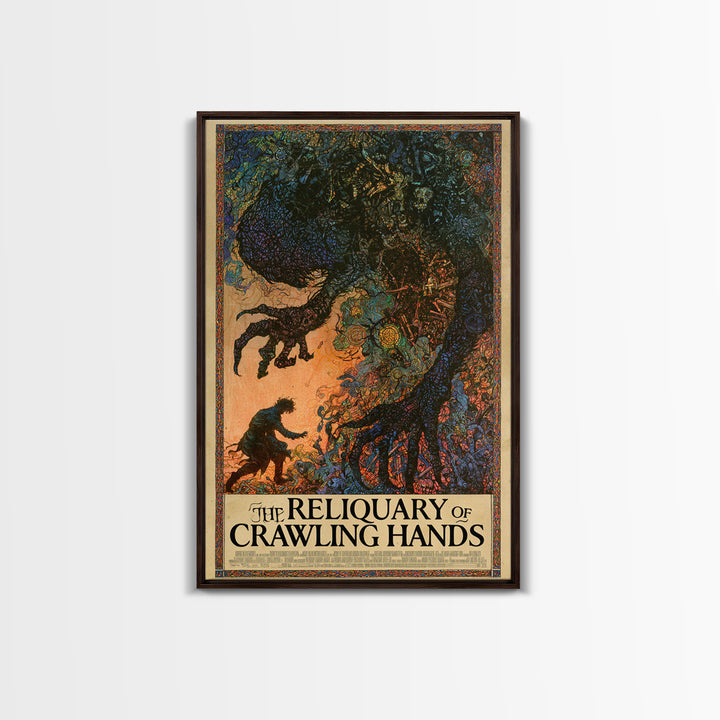 The Reliquary Of Crawling Hands, English Language Horror Movie Poster, Stained Glass Gothic Art, Classic Monster Poster, Horror Wall Decor