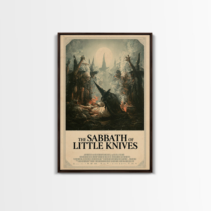 The Sabbath Of Little Knives, English Language Horror Movie Poster, Gothic Nightmare Art, Gothic Cinema Wall Art, Framed Canvas Print