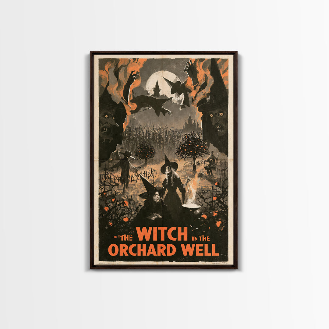 The Witch In The Orchard Well, English Language Horror Movie Poster, 1930s Horror Art, Gothic Cinema Wall Art, Canvas Print