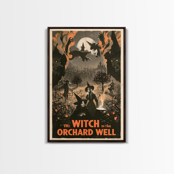 The Witch In The Orchard Well, English Language Horror Movie Poster, 1930s Horror Art, Gothic Cinema Wall Art, Canvas Print