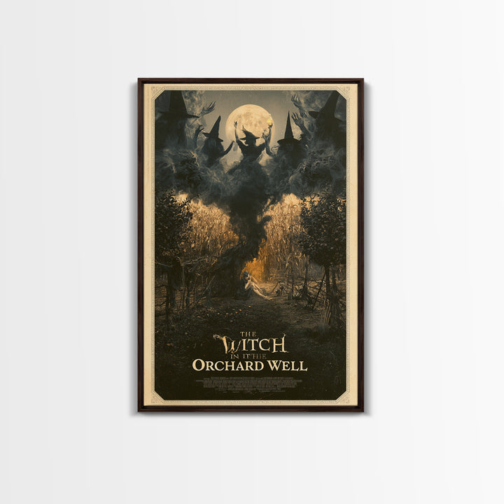The Witch In The Orchard Well, English Language Horror Movie Poster, Gothic Nightmare Art, Retro Horror Movie Art, Canvas Print