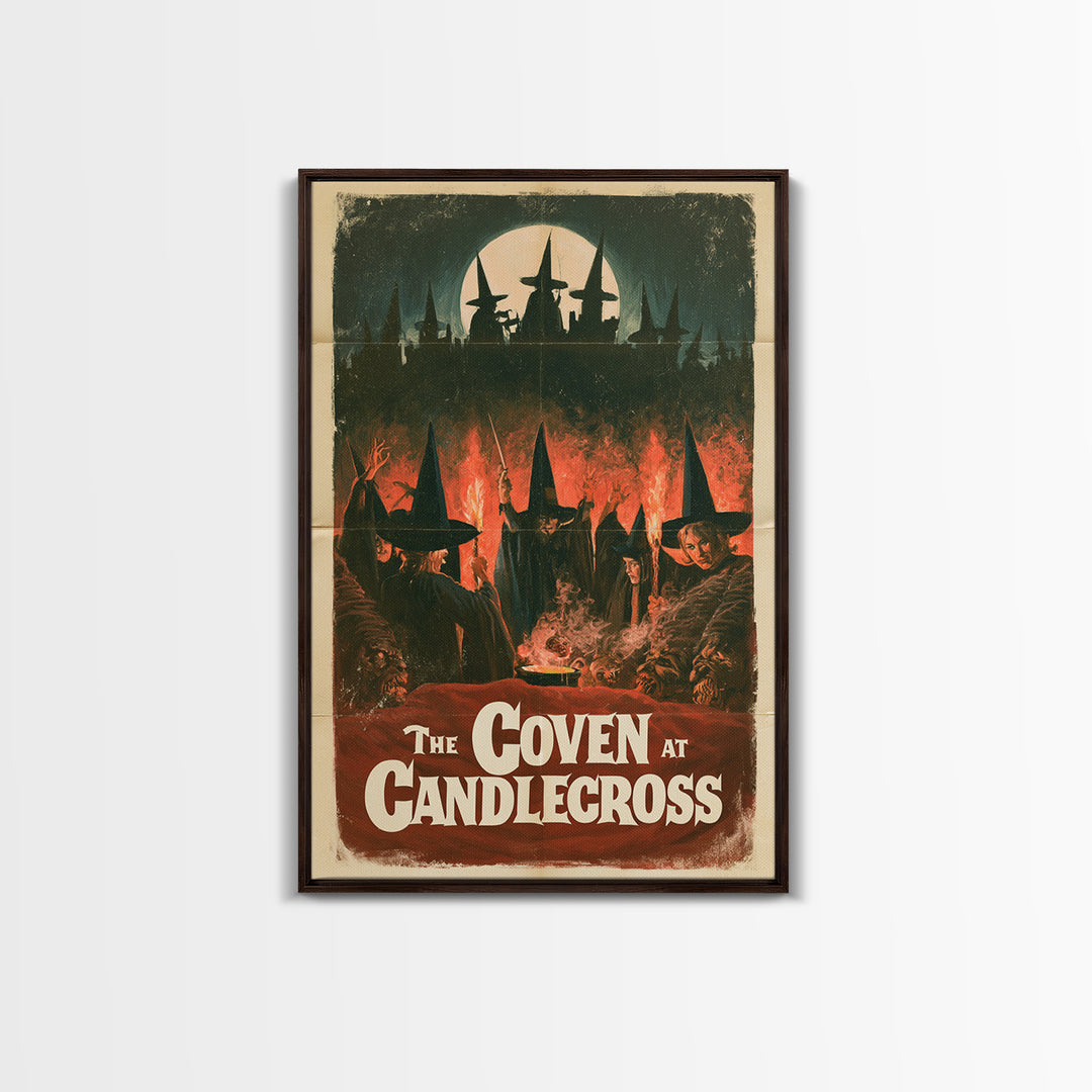 The Coven At Candlecross, English Language Horror Movie Poster, 1960s Horror Art, Retro Horror Movie Art, Framed Canvas Print