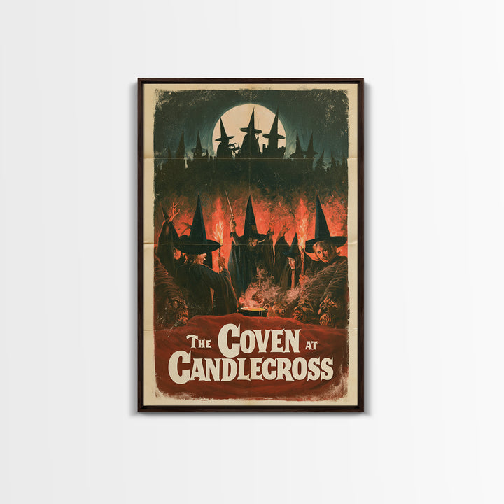 The Coven At Candlecross, English Language Horror Movie Poster, 1960s Horror Art, Retro Horror Movie Art, Framed Canvas Print