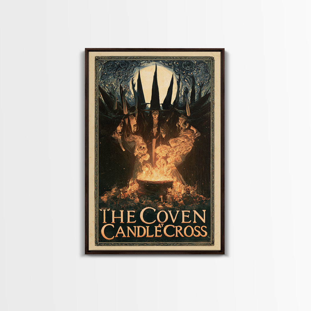 The Coven At Candlecross, English Language Horror Movie Poster, Stained Glass Gothic Art, Cult Horror Poster, Canvas Print