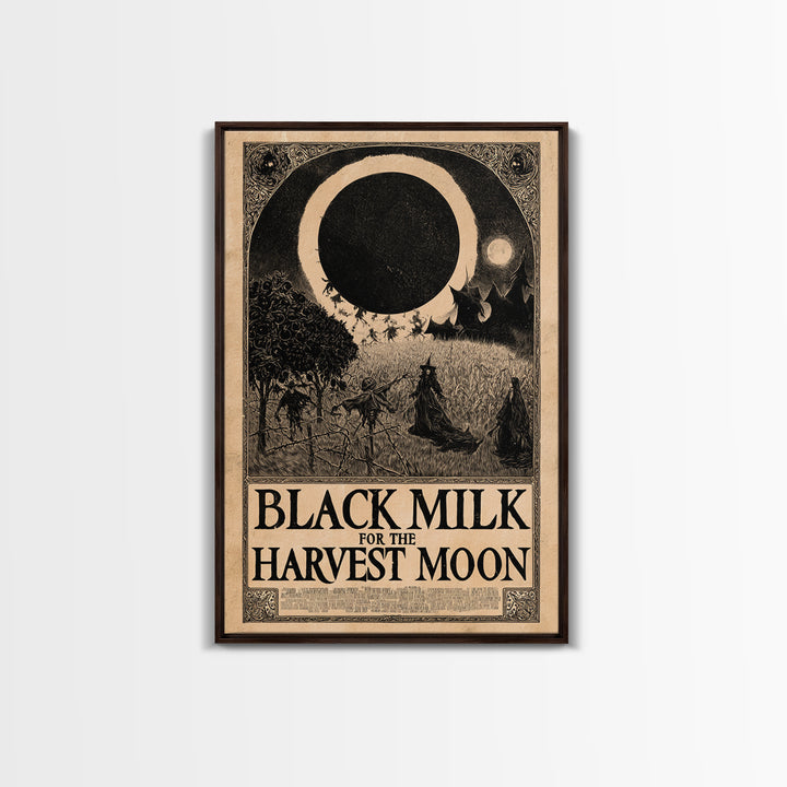Black Milk For The Harvest Moon, English Language Horror Movie Poster, Decadent Line Art, Classic Monster Poster, Canvas Print