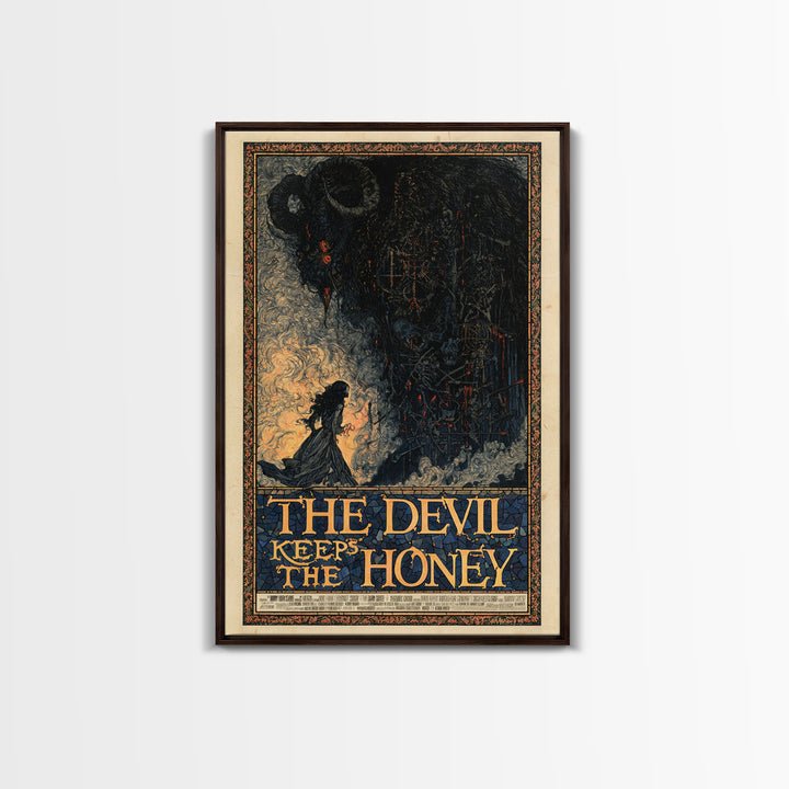 The Devil Keeps The Honey, English Language Horror Movie Poster, Stained Glass Gothic Art, Classic Monster Poster, Canvas Print