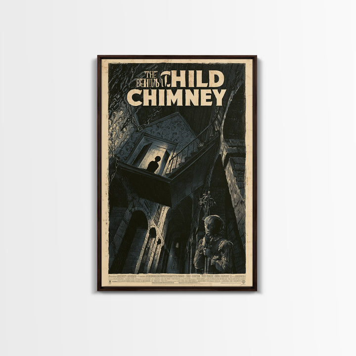 The Child Behind The Chimney, English Language Horror Movie Poster, Architectural Etching Art, Classic Monster Poster