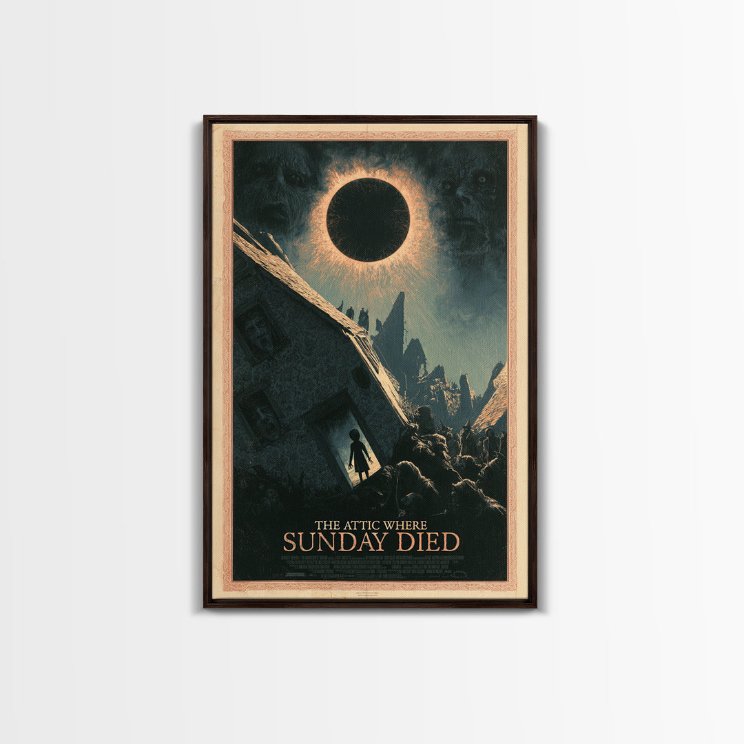 The Attic Where Sunday Died, English Language Horror Movie Poster, Dark Romantic Horror Art, Cult Horror Poster, Canvas Print