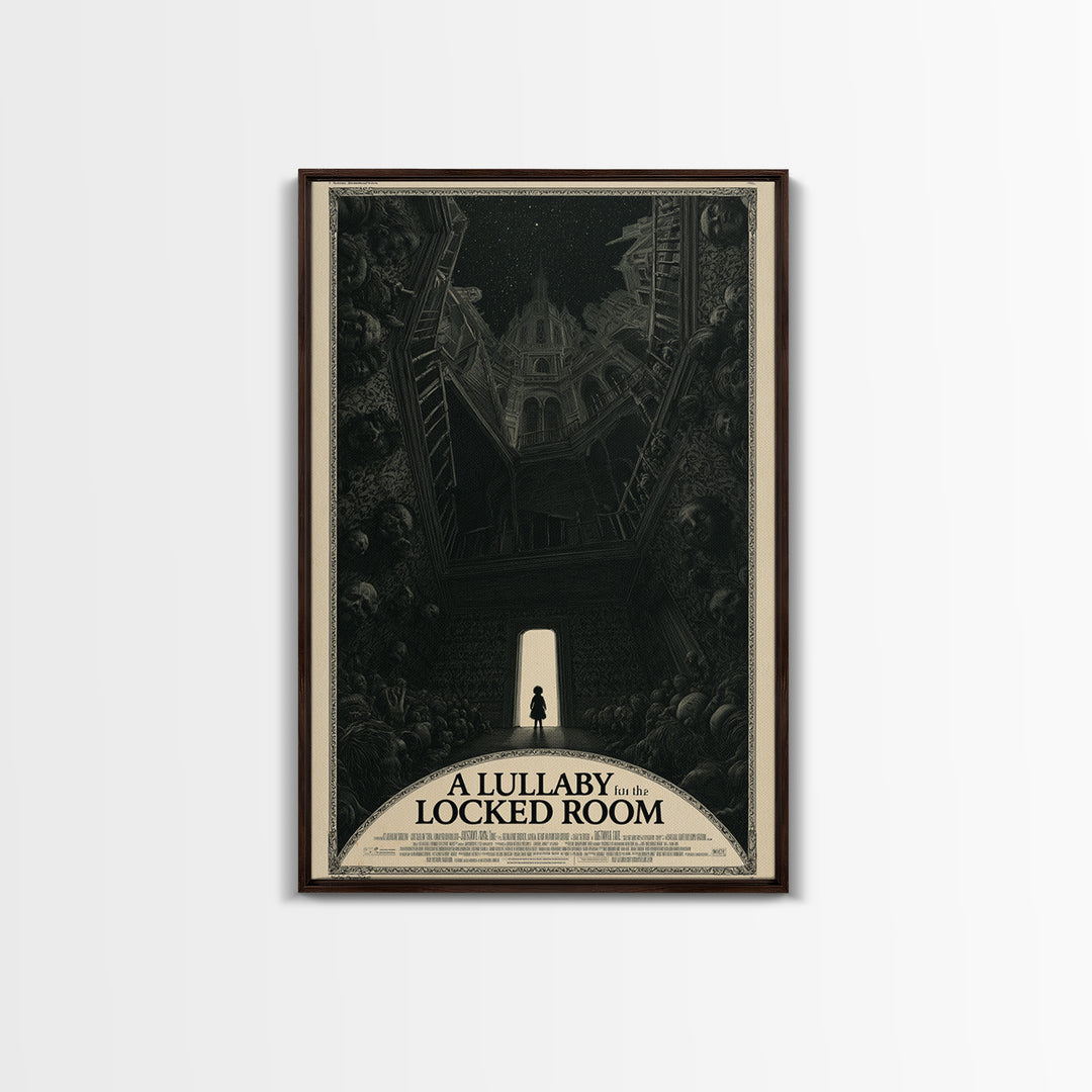 A Lullaby For The Locked Room, English Language Horror Movie Poster, Gothic Engraving Art, Retro Horror Movie Art, Canvas Print