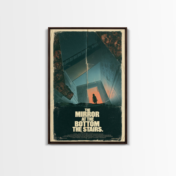 The Mirror At The Bottom Of The Stairs, English Language Horror Movie Poster, 1970s Horror Art, Cult Horror Poster, Framed Canvas Print