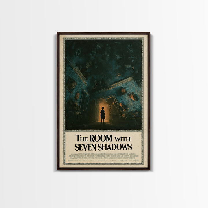 The Room With Seven Shadows, English Language Horror Movie Poster, Dark Romantic Horror Art, Gothic Cinema Wall Art, Framed Canvas Print