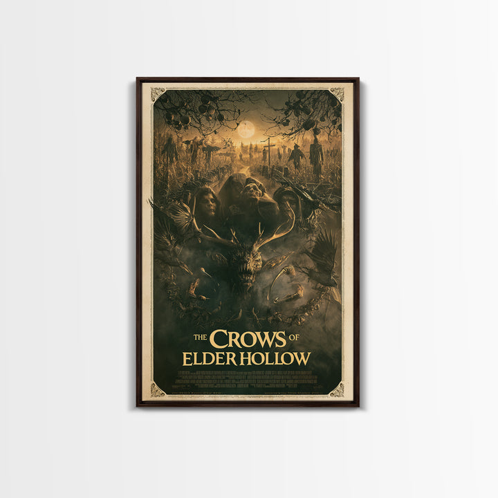 The Crows Of Elder Hollow, English Language Horror Movie Poster, Dark Romantic Horror Art, Retro Horror Movie Art, Canvas Print