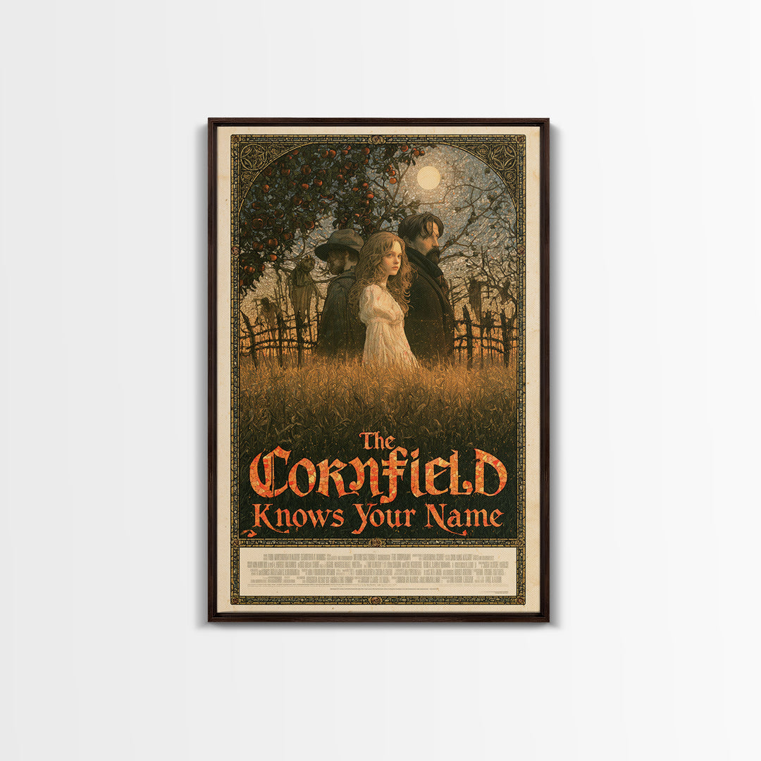 The Cornfield Knows Your Name, English Language Horror Movie Poster, Stained Glass Gothic Art, Classic Monster Poster, Canvas Print