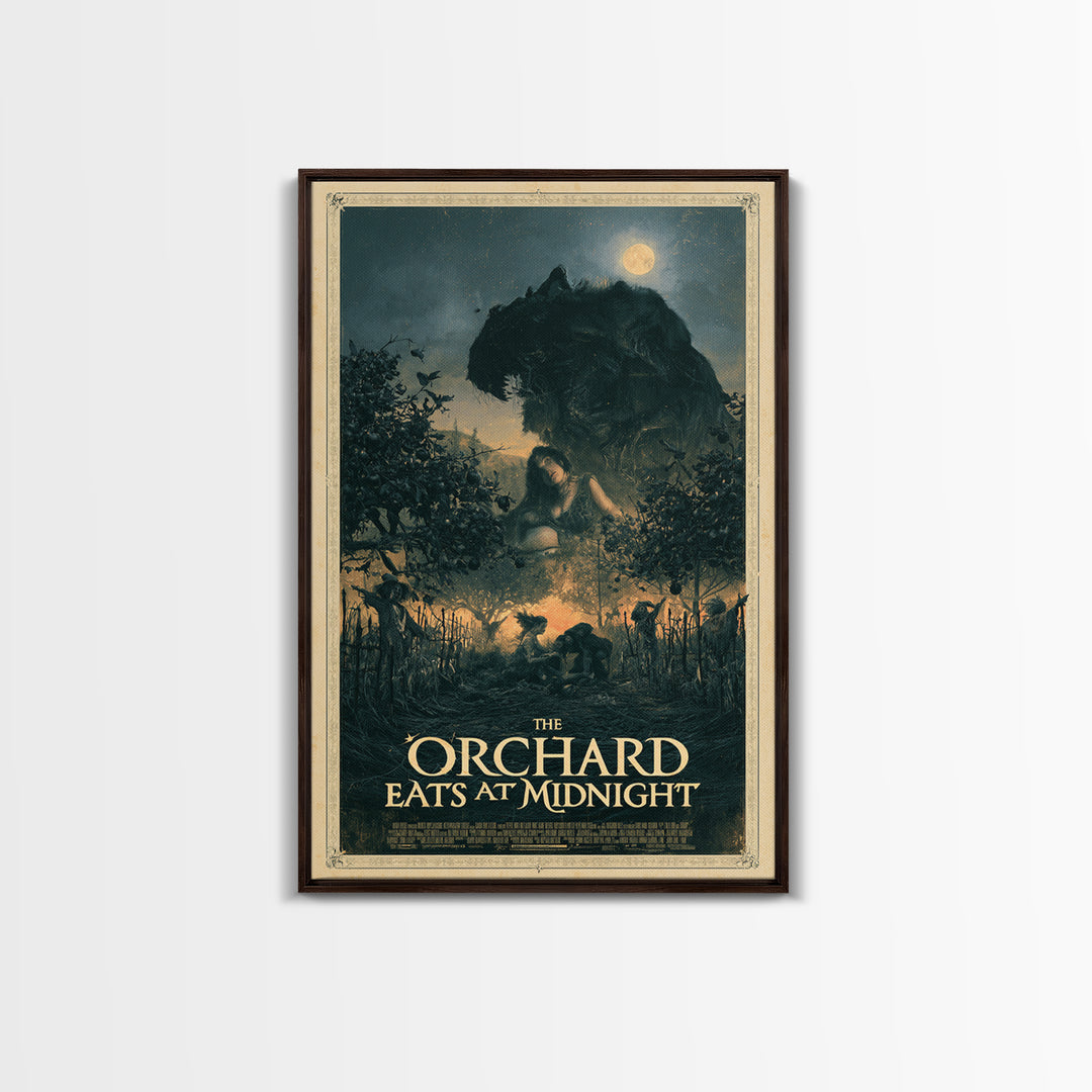 The Orchard Eats At Midnight, English Language Horror Movie Poster, Gothic Nightmare Art, Retro Horror Movie Art, Canvas Print