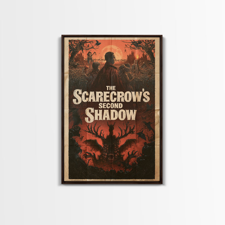 The Scarecrow'S Second Shadow, English Language Horror Movie Poster, 1960s Horror Art, Classic Monster Poster, Framed Canvas Print