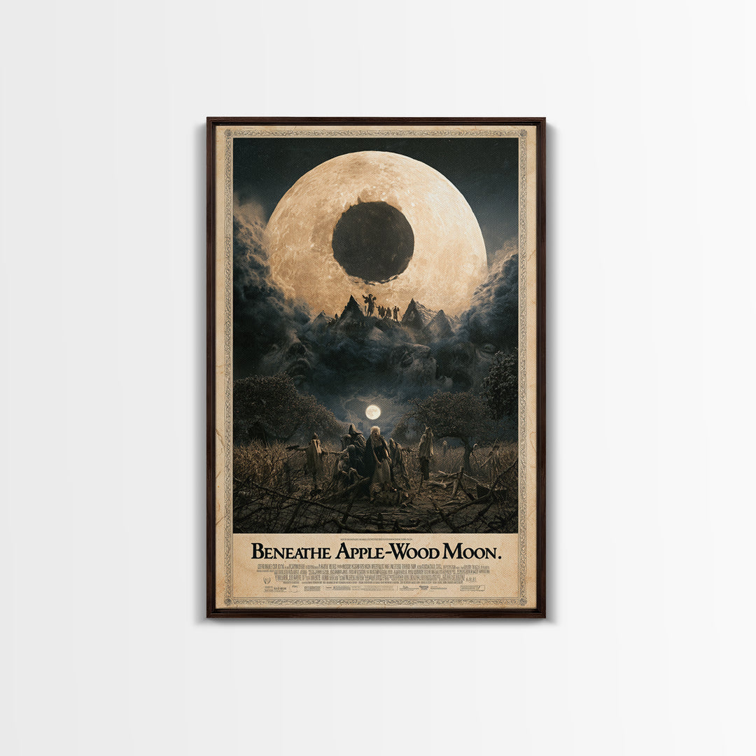 Beneath The Apple-Wood Moon, English Language Horror Movie Poster, Dark Romantic Horror Art, Retro Horror Movie Art, Canvas Print