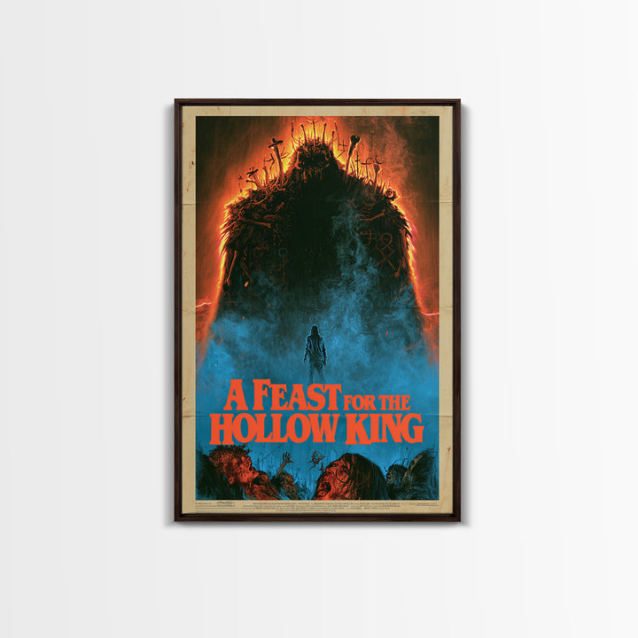 A Feast For The Hollow King, English Language Horror Movie Poster, 1980s Vhs Nightmare Cover Inspired Art, Cult Horror Poster