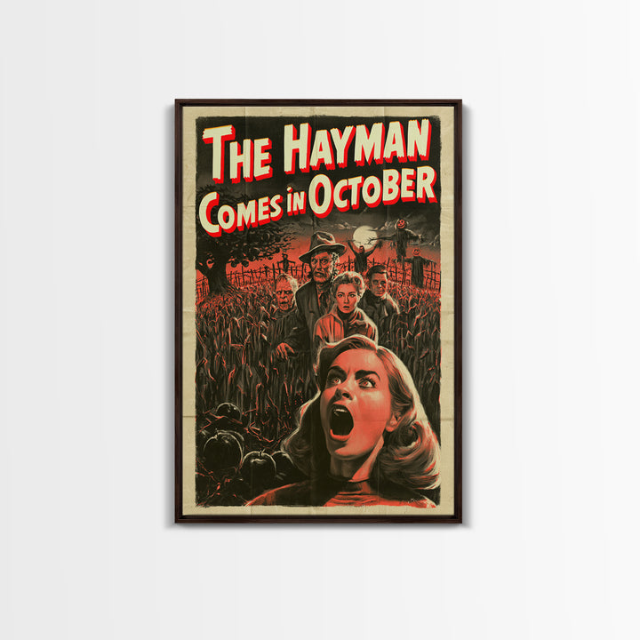 The Hayman Comes In October, English Language Horror Movie Poster, 1950s Creature-Feature One-Sheet Inspired Art, Gothic Cinema Wall Art