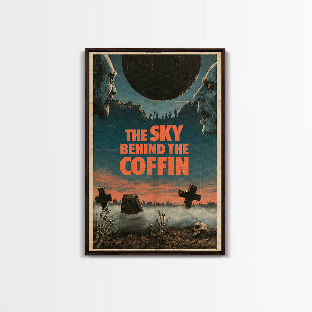The Sky Behind The Coffin, English Language Horror Movie Poster, 1970s Horror Art, Cult Horror Poster, Framed Canvas Print