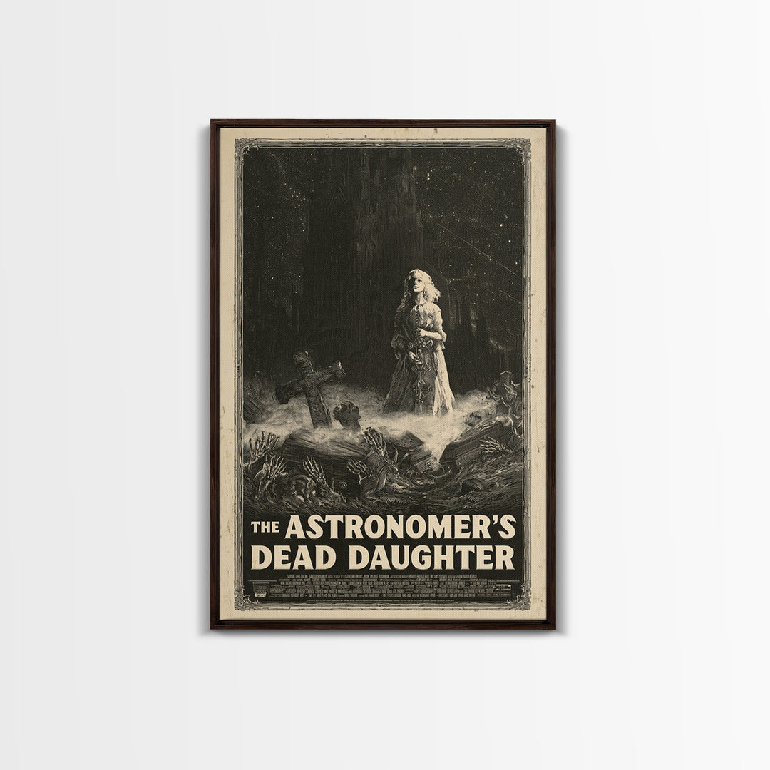 The Astronomer'S Dead Daughter, English Language Horror Movie Poster, Gothic Engraving Art, Retro Horror Movie Art, Canvas Print