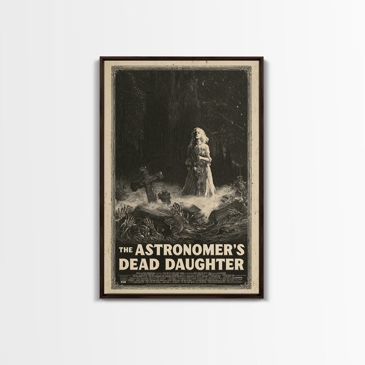 The Astronomer'S Dead Daughter, English Language Horror Movie Poster, Gothic Engraving Art, Retro Horror Movie Art, Canvas Print