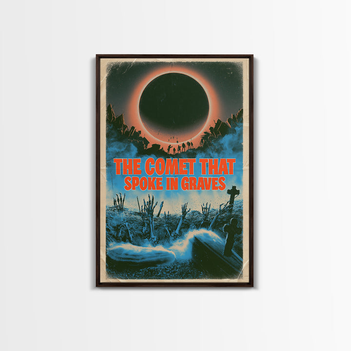 The Comet That Spoke In Graves, English Language Horror Movie Poster, 1980s Vhs Nightmare Cover Inspired Art, Cult Horror Poster
