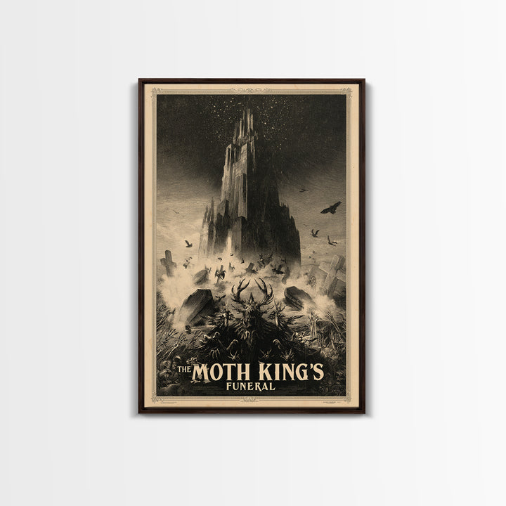 The Moth King'S Funeral, English Language Horror Movie Poster, Gothic Engraving Art, Retro Horror Movie Art, Canvas Print