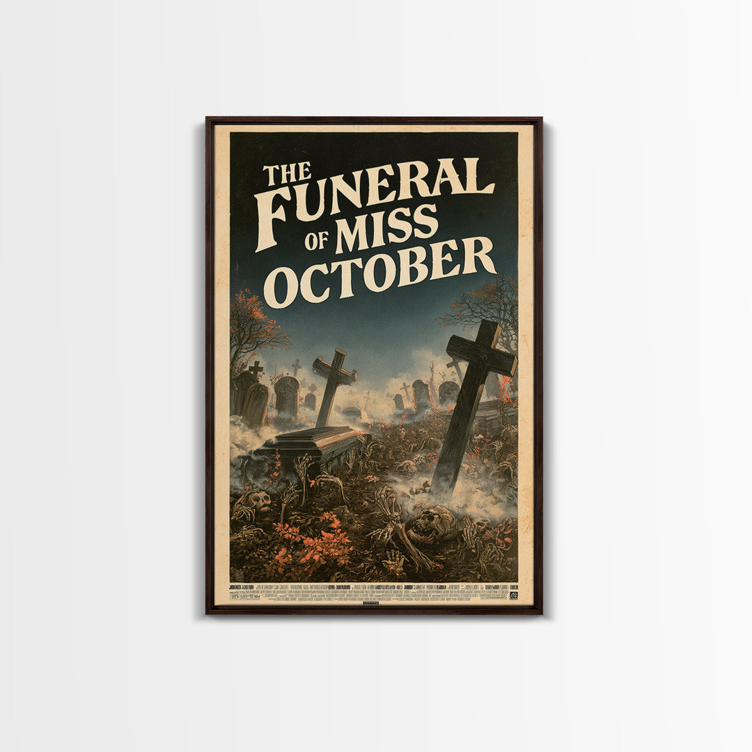 The Funeral Of Miss October, English Language Horror Movie Poster, Stained Glass Gothic Art, Cult Horror Poster, Canvas Print
