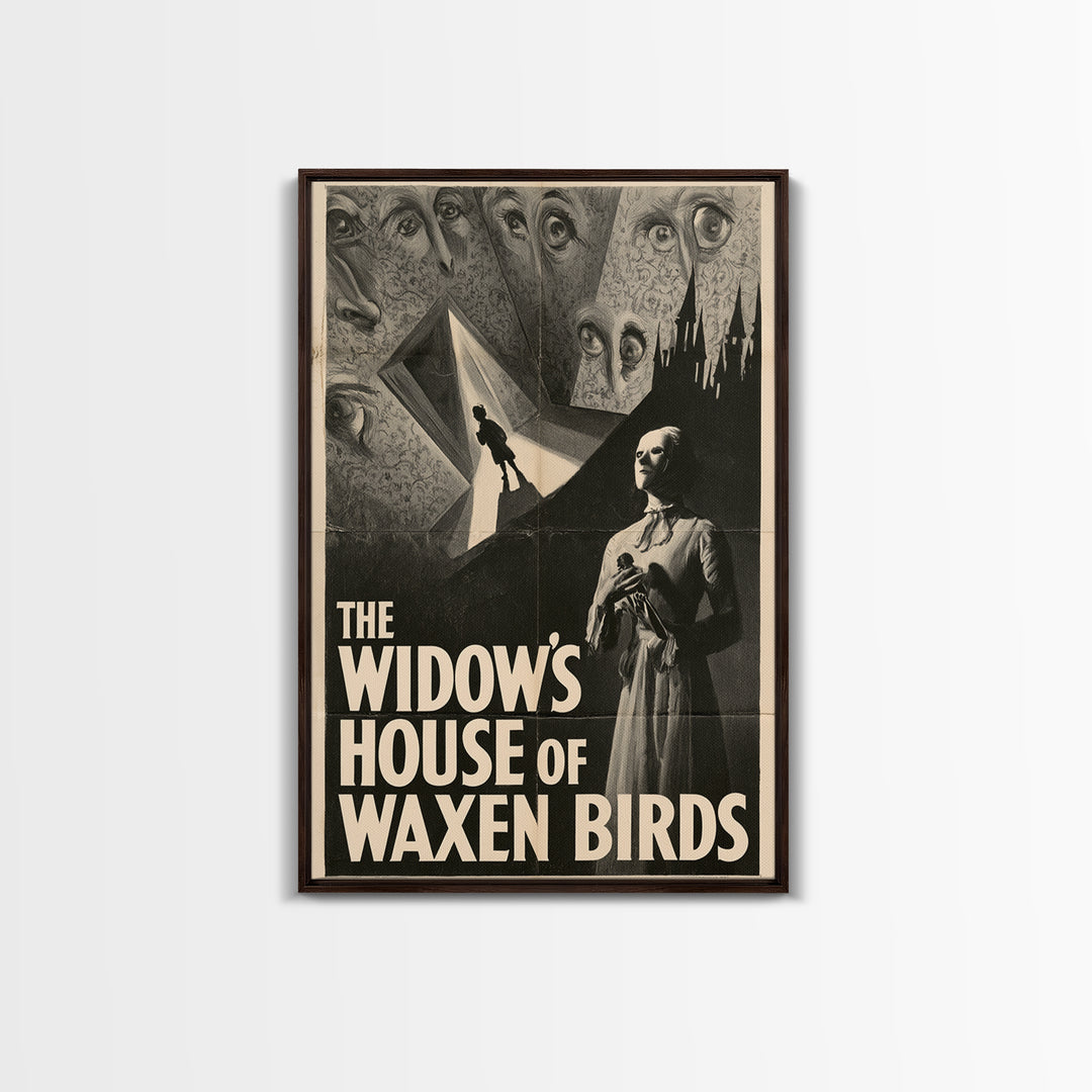 The Widow'S House Of Waxen Birds, English Language Horror Movie Poster, 1930s Horror Art, Gothic Cinema Wall Art, Canvas Print