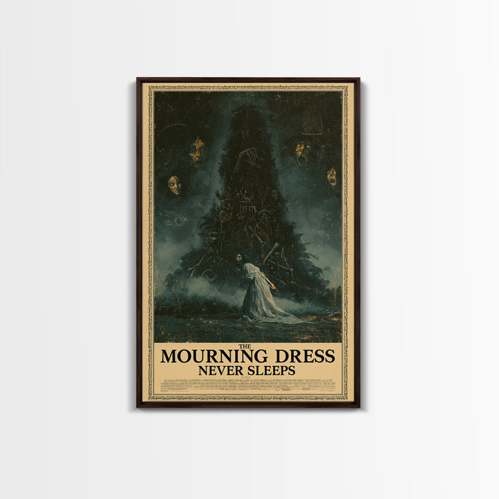 The Mourning Dress Never Sleeps, English Language Horror Movie Poster, Dark Romantic Horror Art, Cult Horror Poster, Canvas Print