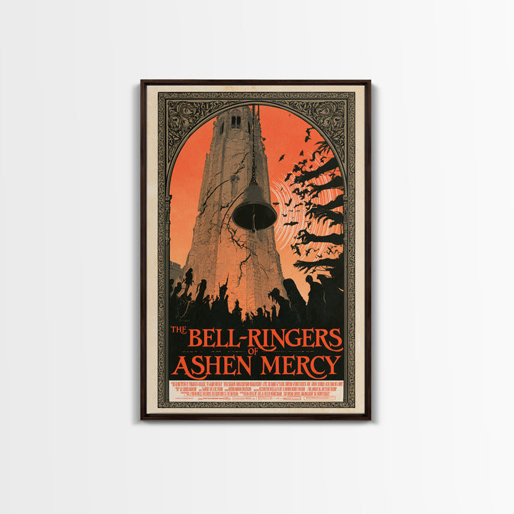 The Bell-Ringers Of Ashen Mercy, English Language Horror Movie Poster, Decadent Line Art, Cult Horror Poster, Canvas Print