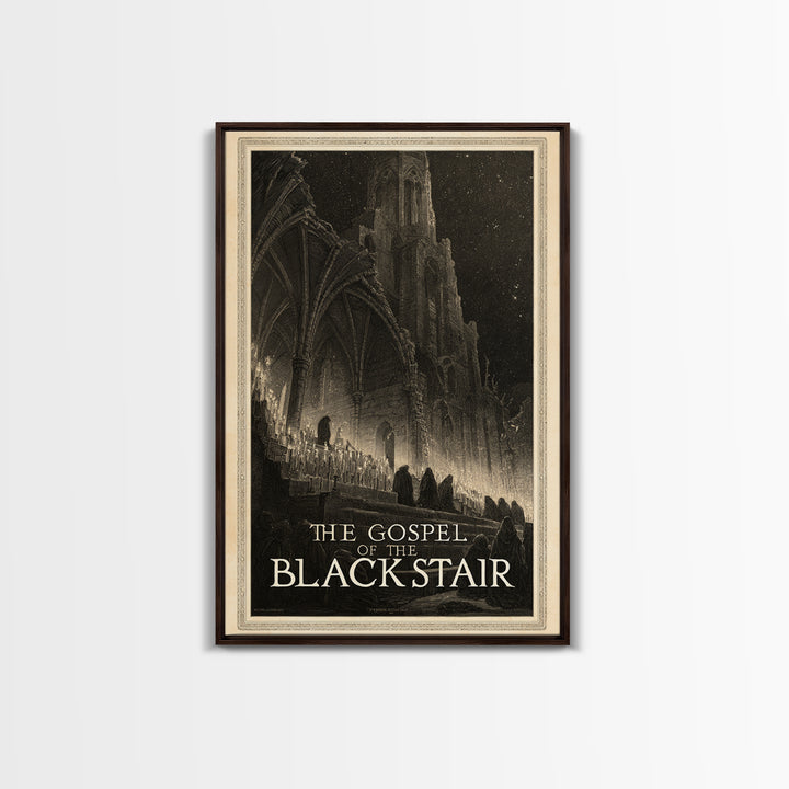 The Gospel Of The Black Stair, English Language Horror Movie Poster, Gothic Engraving Art, Gothic Cinema Wall Art, Canvas Print