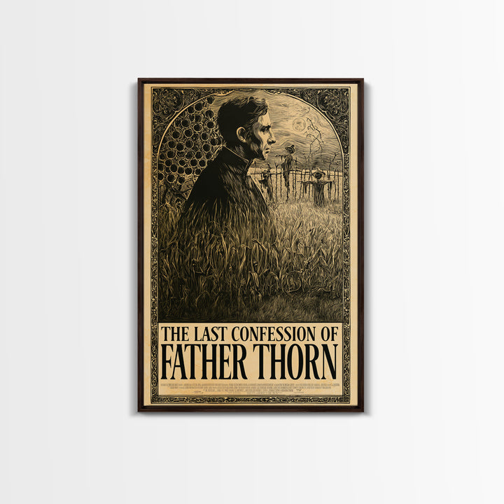 The Last Confession Of Father Thorn, English Language Horror Movie Poster, Decadent Line Art, Gothic Cinema Wall Art
