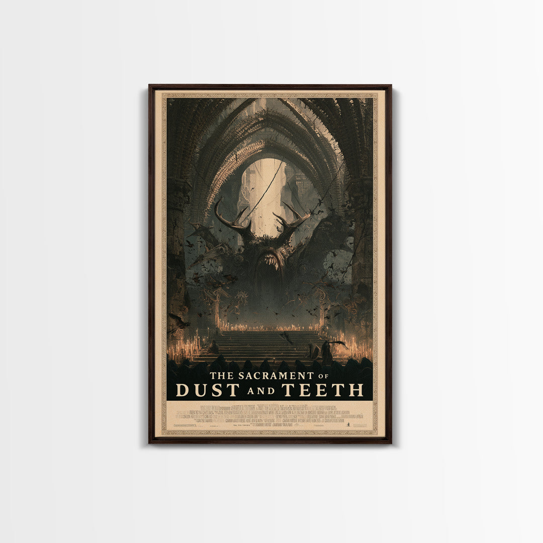 The Sacrament Of Dust And Teeth, English Language Horror Movie Poster, Architectural Etching Art, Retro Horror Movie Art