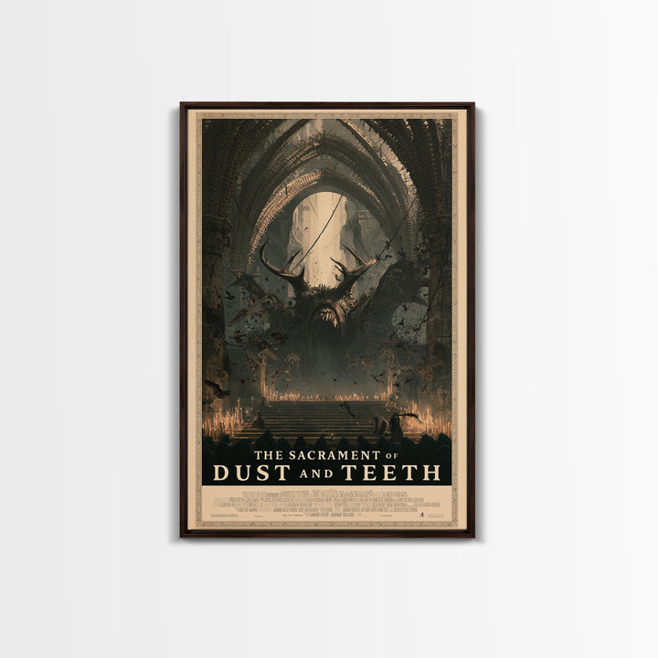 The Sacrament Of Dust And Teeth, English Language Horror Movie Poster, Architectural Etching Art, Retro Horror Movie Art