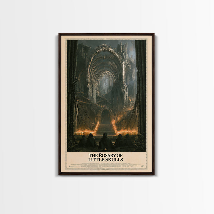 The Rosary Of Little Skulls, English Language Horror Movie Poster, Architectural Etching Art, Retro Horror Movie Art