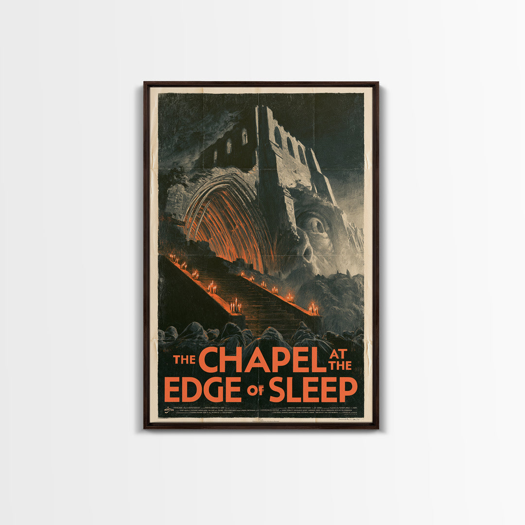 The Chapel At The Edge Of Sleep, English Language Horror Movie Poster, 1930s Horror Art, Retro Horror Movie Art, Canvas Print