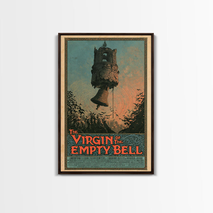 The Virgin Of The Empty Bell, English Language Horror Movie Poster, Stained Glass Gothic Art, Retro Horror Movie Art, Framed Canvas Print
