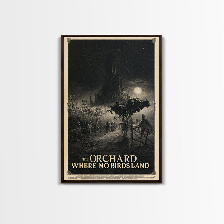 The Orchard Where No Birds Land, English Language Horror Movie Poster, Gothic Engraving Art, Cult Horror Poster, Canvas Print